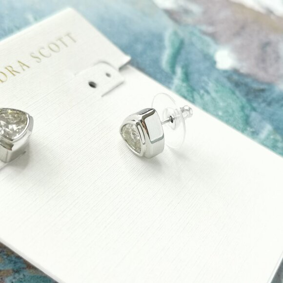 Kendra Scott Arden Silver White Crystal Stud Earrings New w/dust bag - Picture 3 of 3